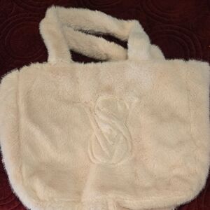 Victoria's Secret Cream Faux Fur Tote